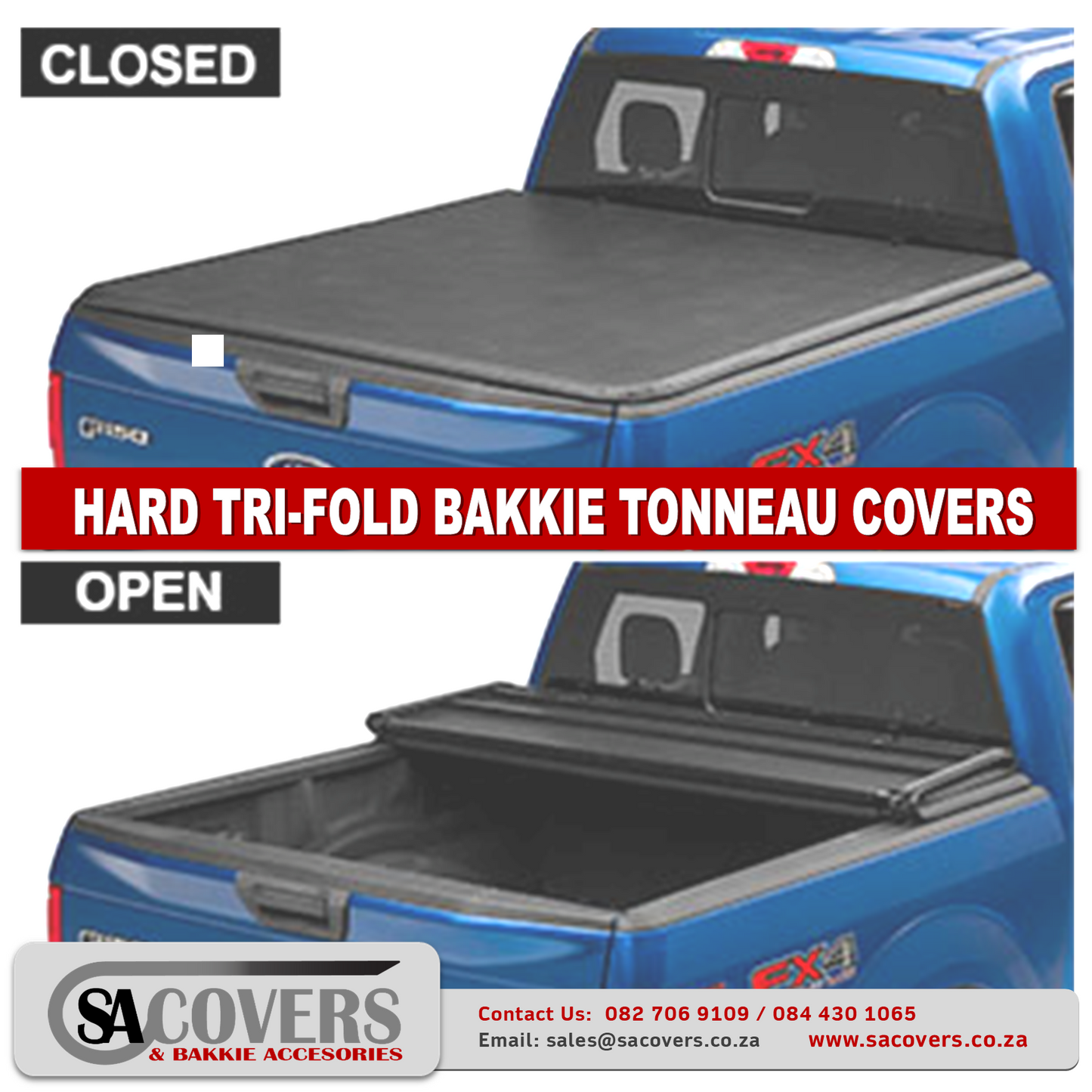 Trifold Hard Lockable Bakkie Tonneau Covers Ford