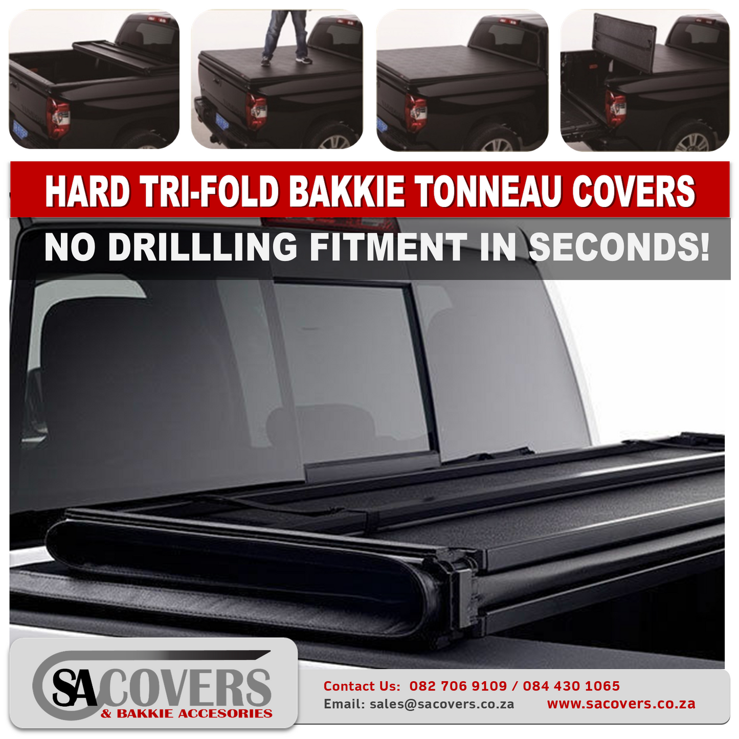 Trifold Hard Lockable Bakkie Tonneau Covers Ford