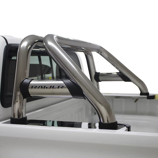 Toyota Hilux Sports Bar Double Cab & Extended Cab Stainless (Black Base Plates)